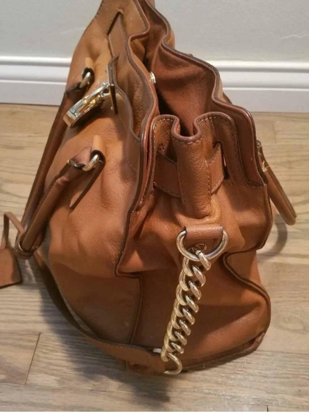 Michael Kors Hamilton Handbag Tote Shopper MK Saffiano Leather Large Brown Purse